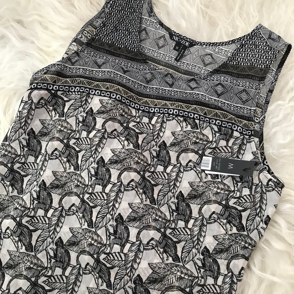 NIC + ZOE Mirrored Monkeys Chiffon Printed Blouse - Picture 4 of 8